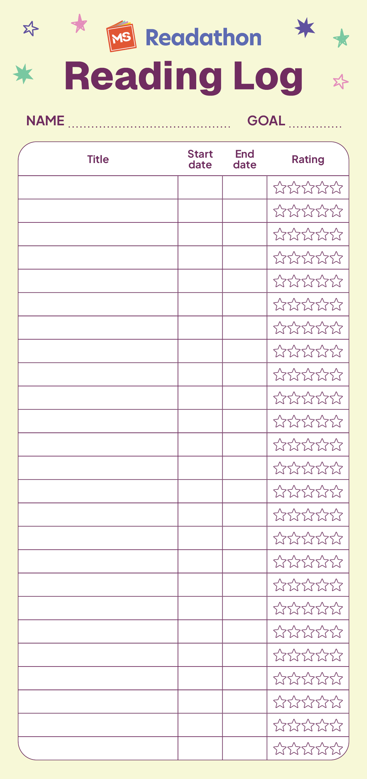 Individual Reading Tally